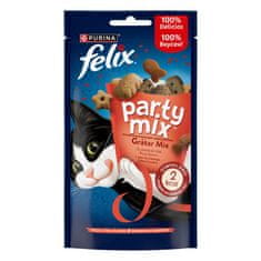 Felix Party Mix priboljški za mačke z okusom govedine, piščanca in lososa, 8x60g