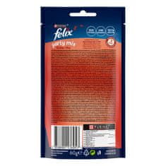 Felix Party Mix priboljški za mačke z okusom govedine, piščanca in lososa, 8x60g