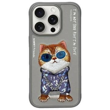 slomart Etui Nimmy Glasses Cool Cat za iPhone 16 Pro Max - sivo