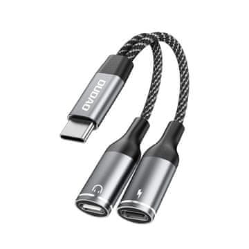 slomart Adapter Dudao L13C+ 2v1 USB-C - siv