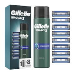 Gillette Nadomestne glave Mach3 8 kosov + gel za britje Extra Comfort (gel za britje) 200 ml