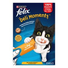 Deli Moments tekoči priboljški za mačke z okusom piščanca, 11 škatel (4 kosi v škatli x 10g)