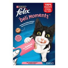 Deli Moments tekoči priboljški za mačke z okusom lososa, 11 škatel (4 kosi v škatli x 10g)
