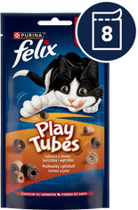 Felix Play Tubes priboljški za mačke z okusom piščanca in jeter, 8x50g