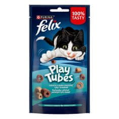 Felix PlayTubes priboljški za mačke z okusom ribe in kozic, 8x50g