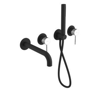 SAPHO ULTRAMIX vgradna kopalniška pipa s prho, črna mat/krom, 2 izhoda