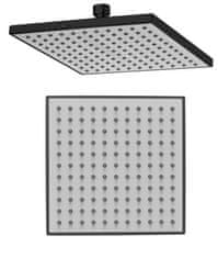 AQUALINE Eleganten Dežni Sistem za Prho, 200x200mm, Mat Črna, Trpežen ABS