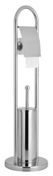 AQUALINE GEDY SAMBA Chromiran Set: Samostoječ WC Stojan s Ščetko in Držalom za Toaletni Papir