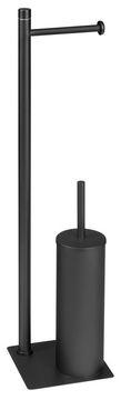 Gedy Stojalo za WC papir in ščetko, črno mat, kvadratno, samostoječe, GEDY TRILLY