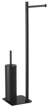 Gedy Črn mat stojalo za WC papir in ščetko ARTU, nerjaveče jeklo, serija SAMBA