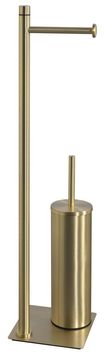 Gedy Stojalo za WC papir in WC ščetko, kvadratna oblika, mat zlata, GEDY