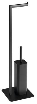Gedy GEDY FELIX Črn Mat Stojne Držalo za WC papir in Ščetko, Nerjaveče Jeklo