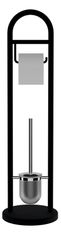 Ridder RIDDER Črni Samostoječ Stojan za Toaletni Papir in WC Ščetko, Jeklo, Okrogla Oblika