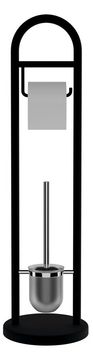 Ridder RIDDER Črni Samostoječ Stojan za Toaletni Papir in WC Ščetko, Jeklo, Okrogla Oblika