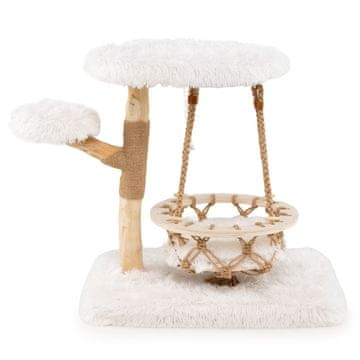 Northix Mačje drevo s sisal stebričkom in visečo zibelko, 4 nivoji