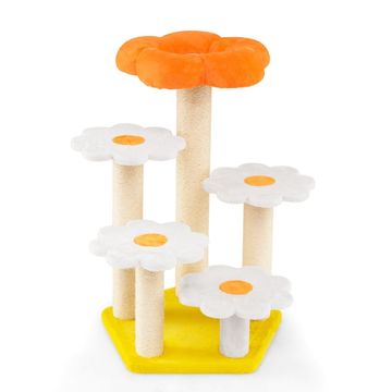 Northix Mačje drevo s sisalnimi stebrički in plišastimi cvetličnimi platformami, 90 cm