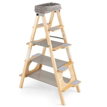 Northix Mačje drevo s sisalnimi stebrički 104 x 53,5 x 151 cm zložljivo oblazinjen vrh