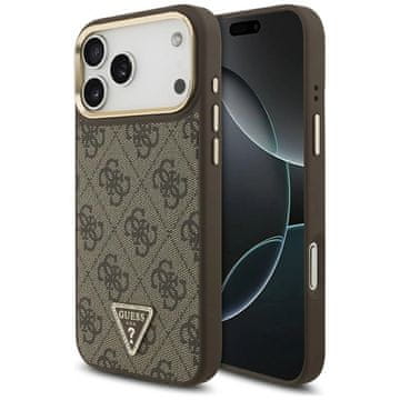 slomart Etui Guess 4G Triangle Logo MagSafe za iPhone 17 Pro Max - rjavo-zlato