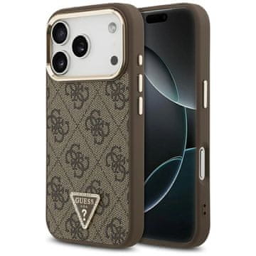 slomart Etui Guess 4G Triangle Logo MagSafe za iPhone 17 Pro - rjavo-zlato