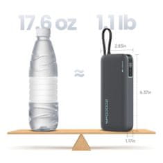 slomart Powerbank Cuktech CUKP200NGLDG 55W 20000mAh z vgrajenim kablom USB-C - siv