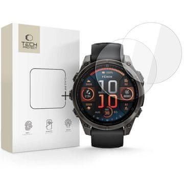 slomart Kaljeno steklo Tech-Protect Glass Fit+ 2-pack za Garmin Fenix 8 47 mm - prozorno