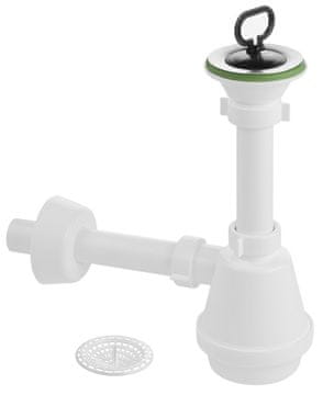 AQUALINE Sifon za odtok, nerjaveč jeklo, fi 80 mm, zapiralo z ročajem, DN32, bela barva
