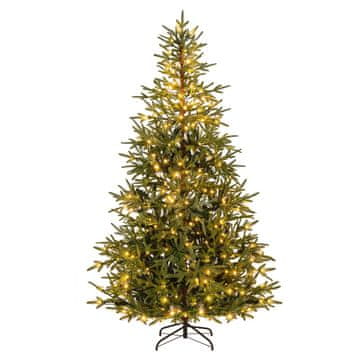 Northix 210 cm umetno božično drevo z 300 LED lučkami, večbarvne in toplo bele, 678 konic