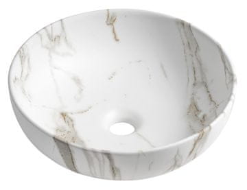 SAPHO Elegantno Keramično Umyvadlo RONDANE 41 cm - Bianco Carrara desko