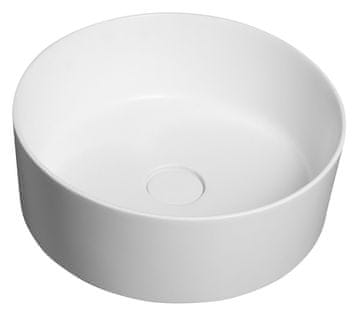 SAPHO Eleganten THIN umivalnik iz Rockstone, Ø 38 cm, bela mat za sodobno kopalnico