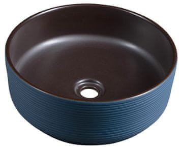 SAPHO PRIORI Okroglo Keramično Umyvadlo, Modra/Rjava, Premer 41 cm, Montaža na Pult