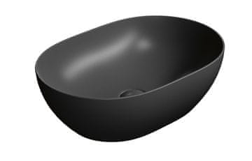 Gsi PURA Mat Črni Keramični Umivalnik 50x35 cm za Namestitev na Desko