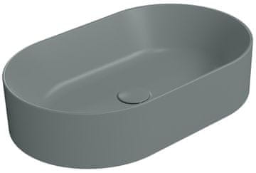 Gsi KUBE X ovalno keramično umivalnik za desko 60x37cm, agave mat zeleno