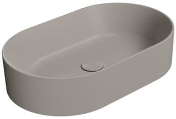 Gsi KUBE X Ovalno Keramično Umyvadlo 60x37cm, Tortora Mat za Namestitev na Desko
