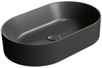 Gsi KUBE X Ovalni Keramični Umivalnik na Desko, 60x37 cm, Črna Mat