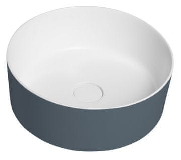 SAPHO Elegantni umivalnik THIN za na desko, Rockstone, Ø 38 cm, siena/bela mat