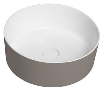 SAPHO THIN Okrogli Kopalniški Umivalnik za Na Desko, Rockstone, Ø 38 cm, Agila-Bela Mat