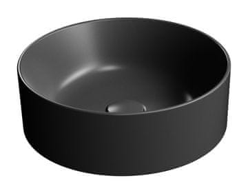 Gsi KUBE X Okroglo Keramično Umyvadlo za Površinsko Montažo, Črna Mat, 40cm
