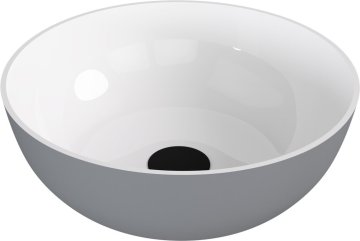 POLYSAN BANERA ROUND Prozoren Umivalnik, 39cm, Lit marmor, Mat Beli/Sivi