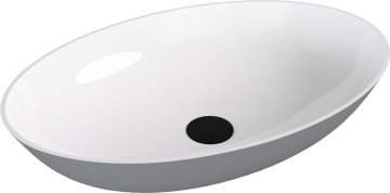 POLYSAN Pultni umivalnik BANERA OVAL, 60x40cm, lit marmor, mat bel/siv