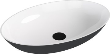 POLYSAN UNITY CONCEPT OVAL umivalnik, liti marmor, 60x40cm, bela/antracit mat