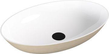 POLYSAN BANERA OVAL Liti Marmor Umyvadlo 60x40cm Bela/Bež Mat