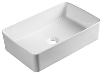 AQUALINE Umivalnik SAPHO, Keramičen, Na Desko, 54x33cm, Bela, Brez Odprtine