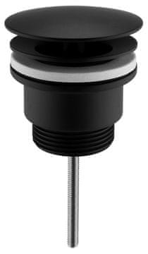 SAPHO Črna mat neuzavíratelna umivalnikova izpusť, premera 5/4", velika zátka, 5-65mm