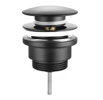 SAPHO Velik črn mat Click-Clack odtok z velikim čepom, 5/4", 10-55mm, brez preliva/preliva