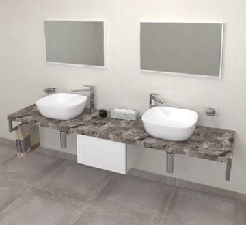 SAPHO AVICE Kopalniška Polica 200x50cm, Šedá Kamnina, Laminat DTD/HPL