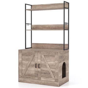 Northio Omarica za mačje stranišče s knjižno polico, siva, večnamenska, 80 x 48 x 145 cm