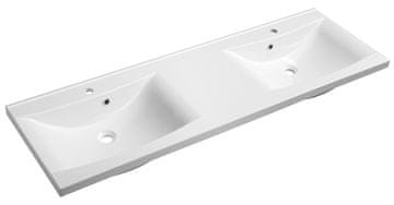 SAPHO LUCIOLA Dvojno Umivalnik, 150x48 cm, Beli Litomarmorn, Elegantno Funkcionalno Dizajn