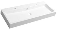 SAPHO Elegantno Dvojno Umivalnik ORINOKO iz Litega Marmorja, Bela, 100x42 cm