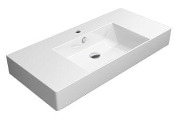 Gsi Keramično umivalnik KUBE X 100x47cm z odlagalnimi površinami, ExtraGlaze bela