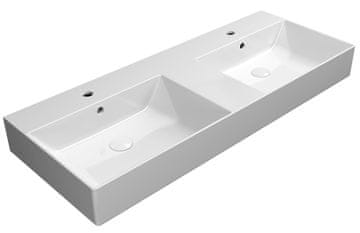 Gsi Dvojumivalnik KUBE X 120cm ExtraGlaze, Keramika, Bela